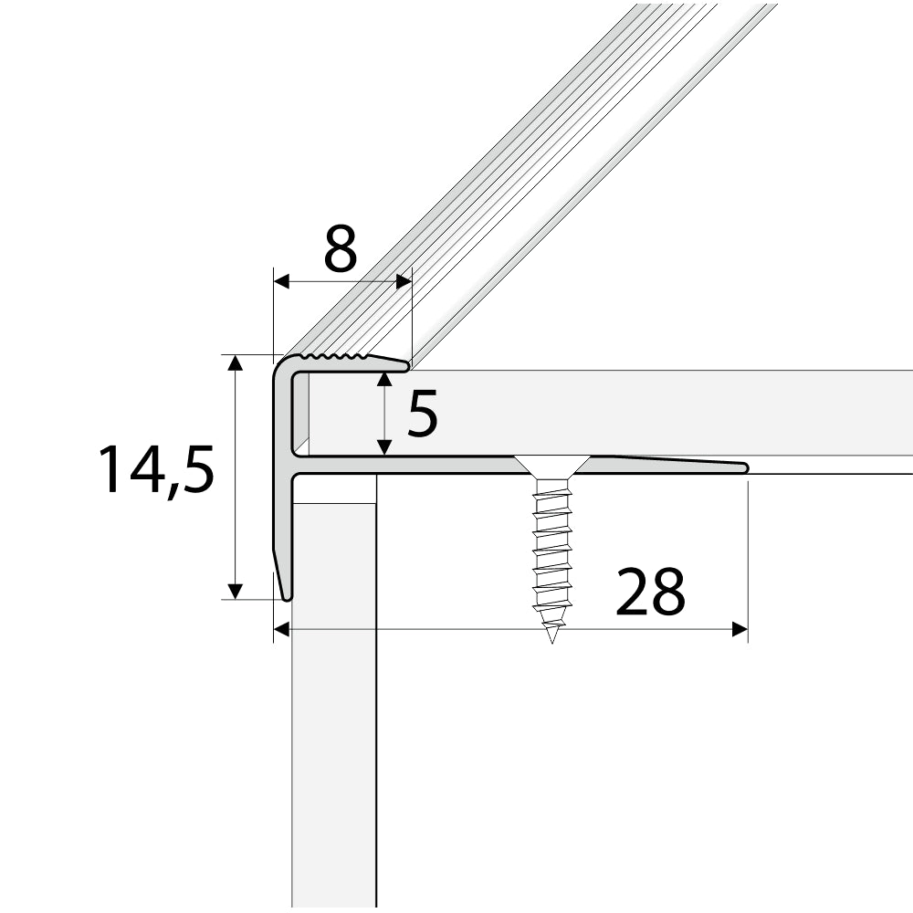 Anodized Aluminum LVT Stair Nosing Edge Profile